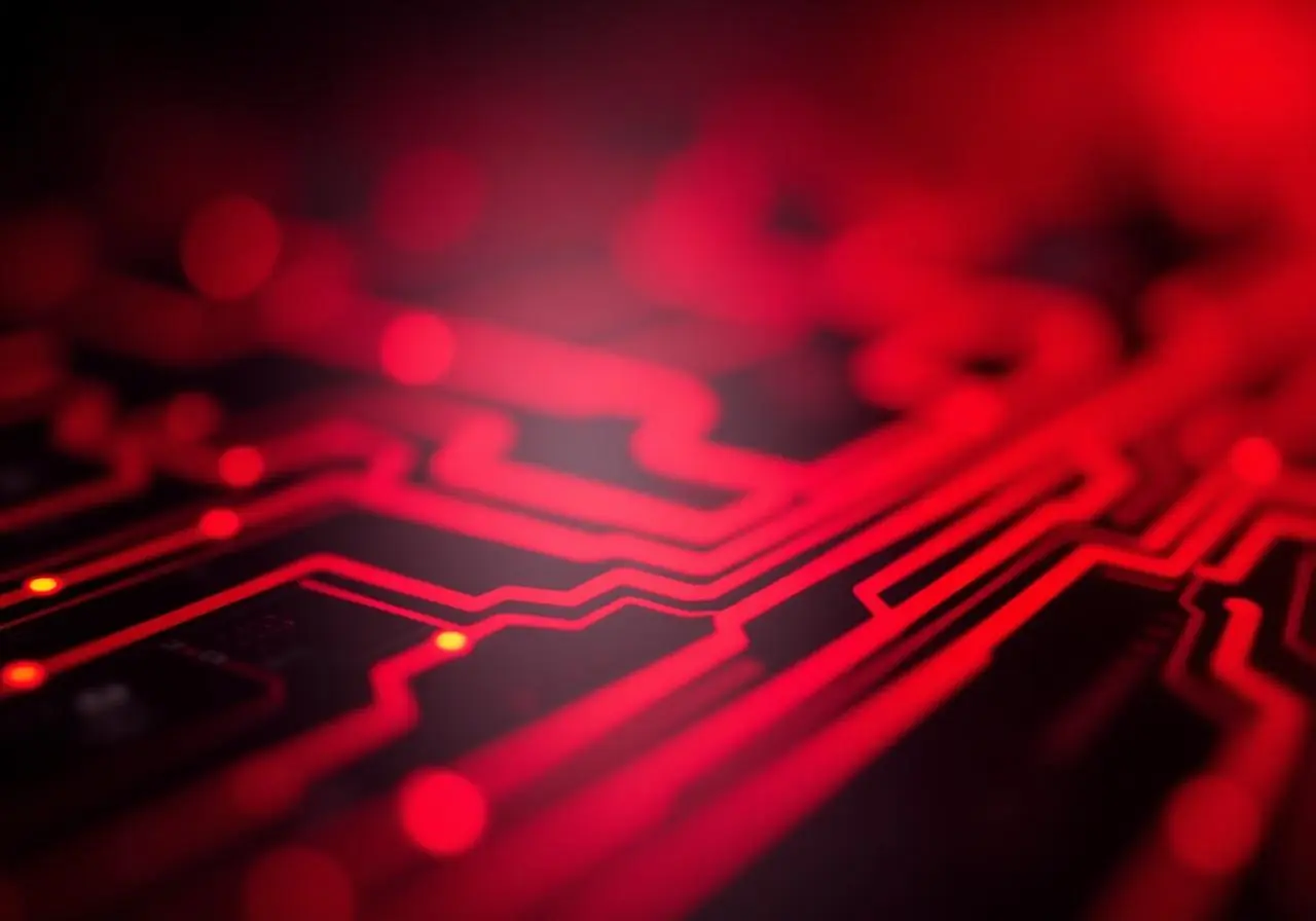 Abstract circuit board illustration representing AI infrastructure